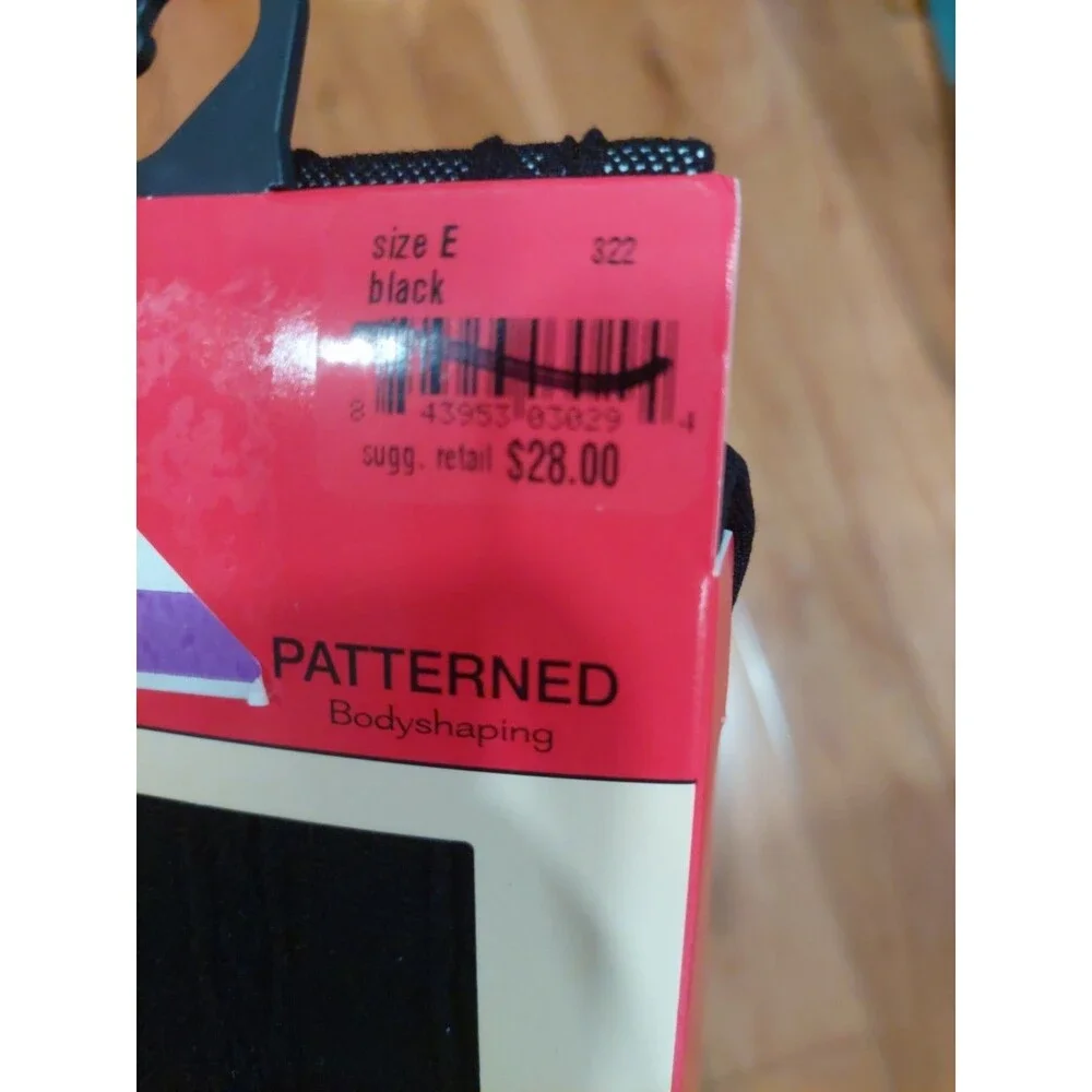 Sz E Spanx Black Patterned Bodyshaping Tight-End Tights Size E Style 322